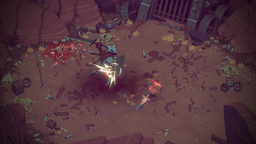 Un'immagine che mostra un combattimento in Eldest Souls.