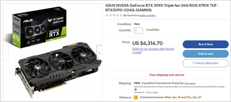 Asus TUF Gaming RTX 3090. (Fonte immagine: eBay)