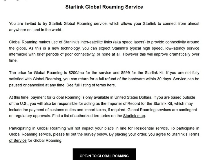 Il nuovo servizio di roaming globale Starlink di SpaceX