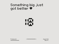  Il teaser dell'annuncio del quadro con l'emoticon girata a sinistra per rivelare il numero 18