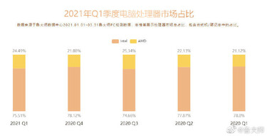 Quota di mercato AMD vs Intel. (Fonte: Master Lu)