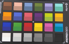 ColorChecker Passport: La metà inferiore di ogni area di colore mostra il colore di riferimento.