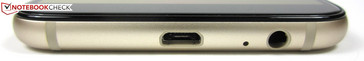 Lato inferiore: porta Micro-USB 2.0, slot jack per le cuffie
