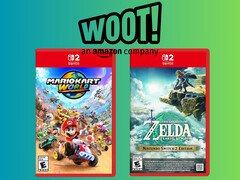 Scatole di Mario Kart World e The Legend of Zelda: Tears of the Kingdom con logo Woot (Fonte immagine: Amazon, Woot con modifiche)