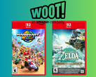 Scatole di Mario Kart World e The Legend of Zelda: Tears of the Kingdom con logo Woot (Fonte immagine: Amazon, Woot con modifiche)