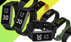 La Realme Band 2 ha un display più grande e più quadrato rispetto al fitness tracker Realme Band di prima generazione. (Fonte immagine: @OnLeaks/Digit/Realme - modificato)