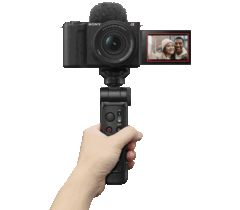 Sony annuncia il GP-VPT3, un mini treppiede che può fungere da impugnatura della fotocamera e telecomando. (Fonte: Sony)