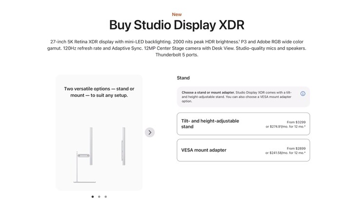 Lo Studio Display XDR di Apple con adattatore VESA costa ora 400 dollari in meno.