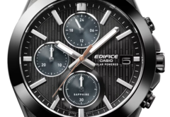 Il Casio Edifice EFS-S650DC-1A nero (nella foto) ha una lancetta dei secondi color rame che si integra bene con il design nero. (Fonte: Casio)