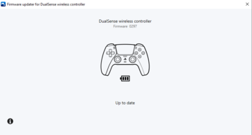 Firmware updater per DualSense dopo un aggiornamento riuscito