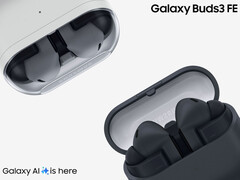 I Galaxy Buds 3 FE saranno disponibili dal 5 settembre 2025. Nella foto: due colori degli auricolari wireless. (Fonte immagine: Samsung - modificato)