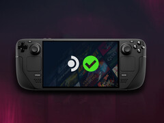 Oltre 31.000 giochi sono categorizzati per il palmare di gioco. Nella foto: Steam Deck con il logo Verified sullo schermo. (Fonte immagine: Valve - modificata)