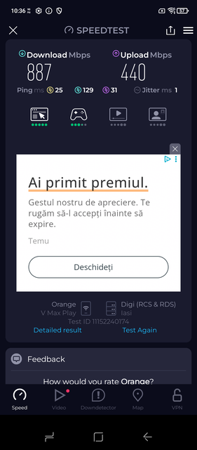 Ookla Speedtest, esecuzione 2 - server diverso (Fonte immagine: Screenshot - Sergey Tarasov - Notebookcheck)