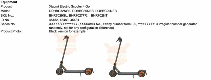 Dichiarazione di conformità UE per lo scooter elettrico Xiaomi 4 Go. (Fonte: eMAG)