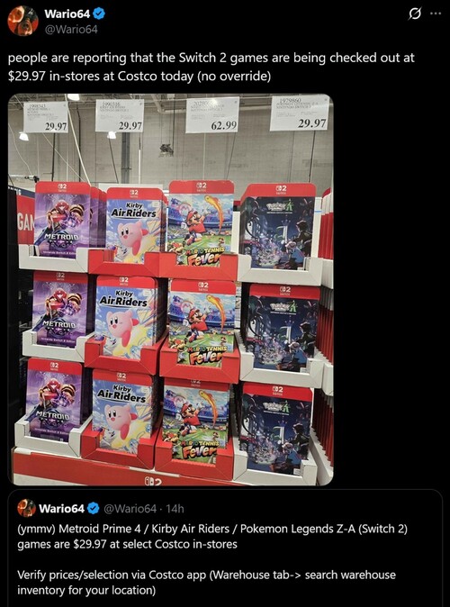 Giochi per Switch 2 in vendita da Costco