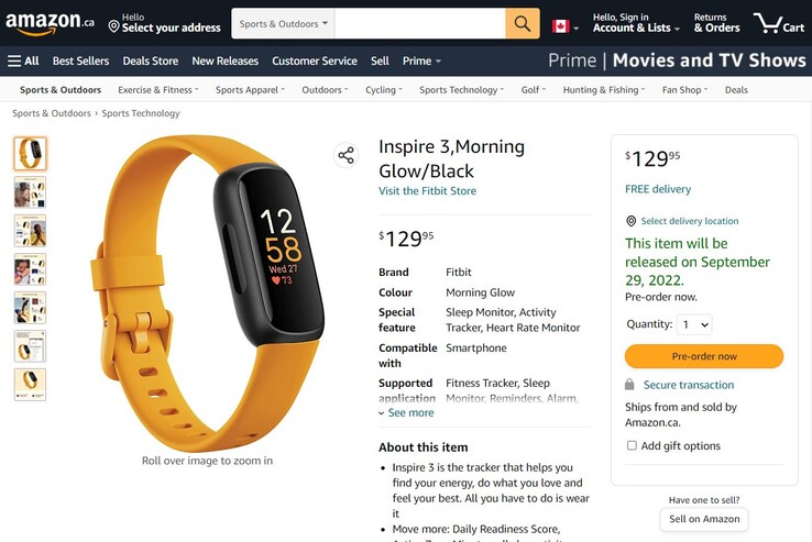 (Fonte: Amazon Canada via Fitness Tracker Test)