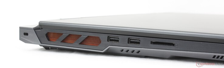 A sinistra: lucchetto Kensington, 2x USB-A 3.2 Gen. 1, lettore di schede SD