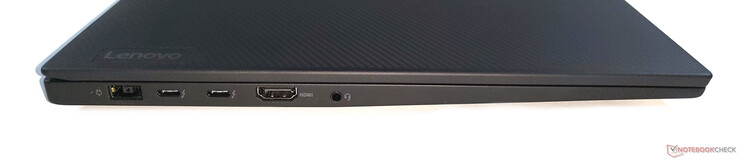 sinistra: Slim Tip Charger, 2x Thunderbolt 4, HDMI 2.1, 3.5mm Audio