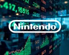 Il logo di Nintendo mostrato davanti al ticker azionario