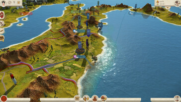 Un’immagine che mostra la mappa del mondo in Total War: Rome Remastered.
