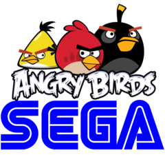 Sega ha annunciato l&#039;acquisto della società che ha creato Angry Birds. (Immagine: loghi di Sega e Angry Birds)