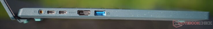 A sinistra: porta di ricarica, 2x Thunderbolt 4, HDMI 2.1, USB-A 3.2 Gen1