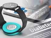Il sensore di glucosio nel sangue di Afon è un dispositivo indossabile che può essere collegato a un cinturino smartwatch adattato (fonte: Afon - modifica)