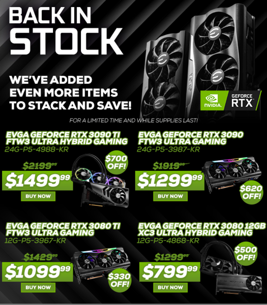 Promo EVGA per la vendita Back in Stock. (Fonte: @TEAMEVGA)