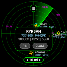 Strumento di localizzazione degli aeromobili nell’app Flight Scanner