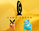 Logo di Game Freak con le creature Pokémon sotto (Fonte: Game Freak, Nintendo of America con modifiche)