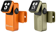 I modelli Olight Oclip 2 Pro (a sinistra) e Oclip 2 Ultra (a destra) sono dotati di teste inclinabili e clip girevoli per orientare comodamente il fascio luminoso.