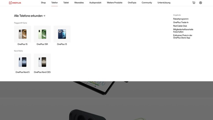 Il sito web di OnePlus Germania ora promuove solo alcuni prodotti selezionati.