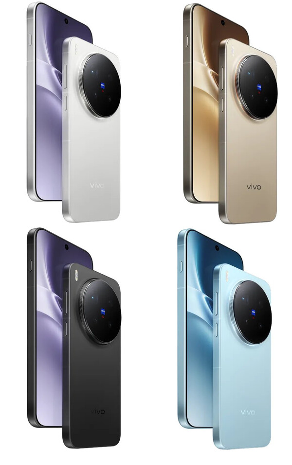 Il Vivo X300 Pro nei quattro colori di cui si vocifera per il lancio globale. (Fonte: Vivo)