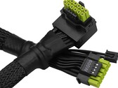 Cavo 12V-2x6 a forma di L di ASRock con pin verdi. (Fonte immagine: ASRock)