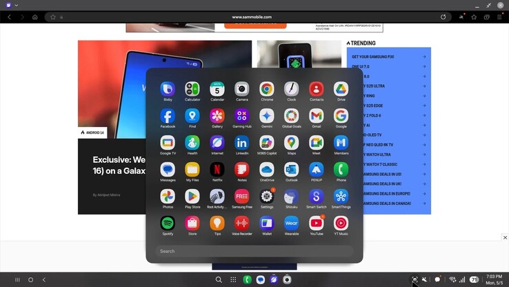 Samsung DeX in One UI 8. (Fonte: SamMobile)