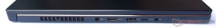 A sinistra: alimentazione, HDMI 2.0b, 1x USB 3.2 Gen2 Type-A, 1x USB 3.2 Gen2 Type-C (incl. DisplayPort 1.4), audio combinato da 3.5-mm