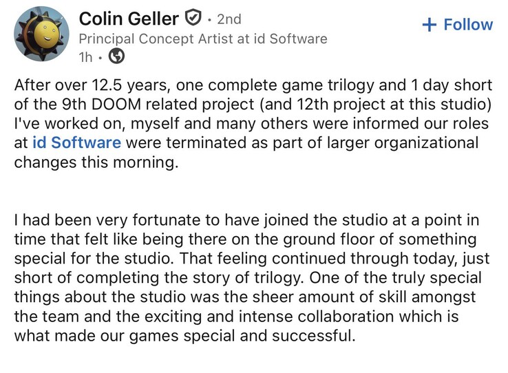 Anche Colin Geller, l’uomo che ha definito la direzione artistica del Doom moderno, è stato licenziato