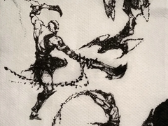 La concept art iniziale di Kratos in God of War