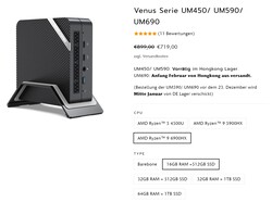 Configurazioni di Minisforum Venus Series UM690 (fonte: Minisforum)