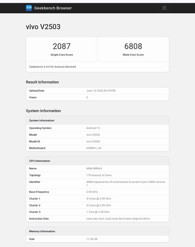 Vivo X200 FE su Geekbench (fonte immagine: Abhishek Yadav su X)