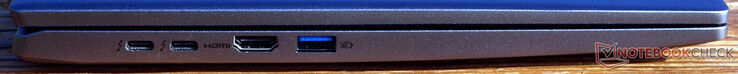 Connessioni a sinistra: 2 x Thunderbolt 4, HDMI 2.1, USB-A (5 Gbit/s, sempre attivo)