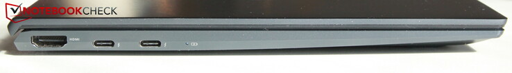 A sinistra: HDMI 2.1, 2x USB-C Thunderbolt 4 incluso Power Delivery e DisplayPort