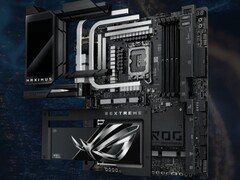 Un rendering della scheda madre ASUS ROG Maximus Z890 Extreme