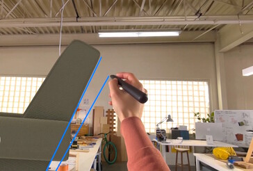 Accessori come la penna spaziale Logitech Muse sono ora supportati per l'interazione con i mondi 3D. (Fonte: Apple)
