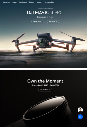 Al contrario, il sito web statunitense di DJI non lo fa. (Fonte: DJI)