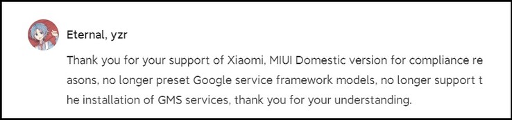 Xiaomi forum post. (Fonte immagine Xiaomi - traduzioen automatica)