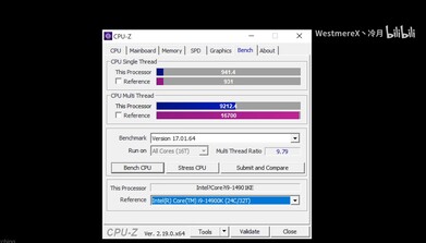 Il modello 14901KE è stato sottoposto a benchmark con CPU-Z