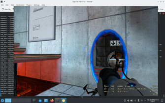 Schermata di Portal con circa 60 FPS in una macchina virtuale (Immagine: Asahi Blog).