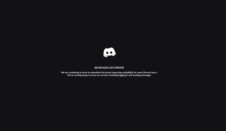 Discord ha aumentato la schermata degli errori API.