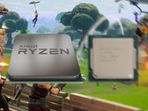L'AMD Ryzen 7 5700G offre prestazioni molto più veloci rispetto all'Intel Core i7-10700 in giochi come Fortnite. (Fonte immagine: AMD/Intel/Epic - modificato)